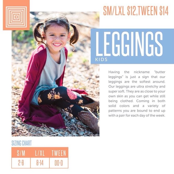 LuLaRoe Kids Leggings with Red and Orange Pattern - Picture 5 of 5